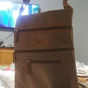 Stone.ny leather trim adjustable strap